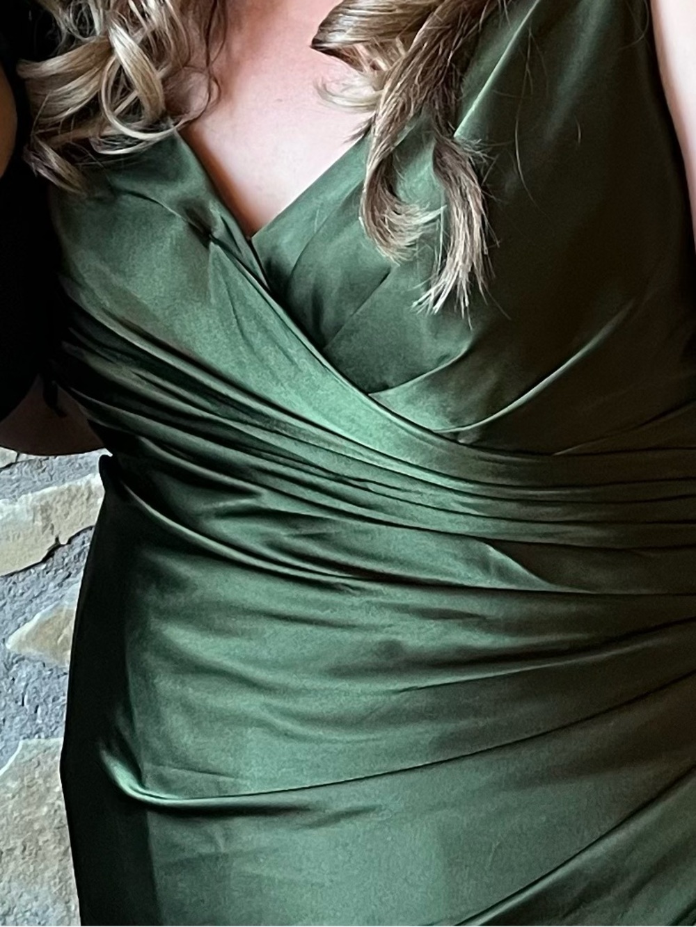 Galina Signature Olive Green Satin Wrap Evening Dress Size 20 - Picture 6 of 14